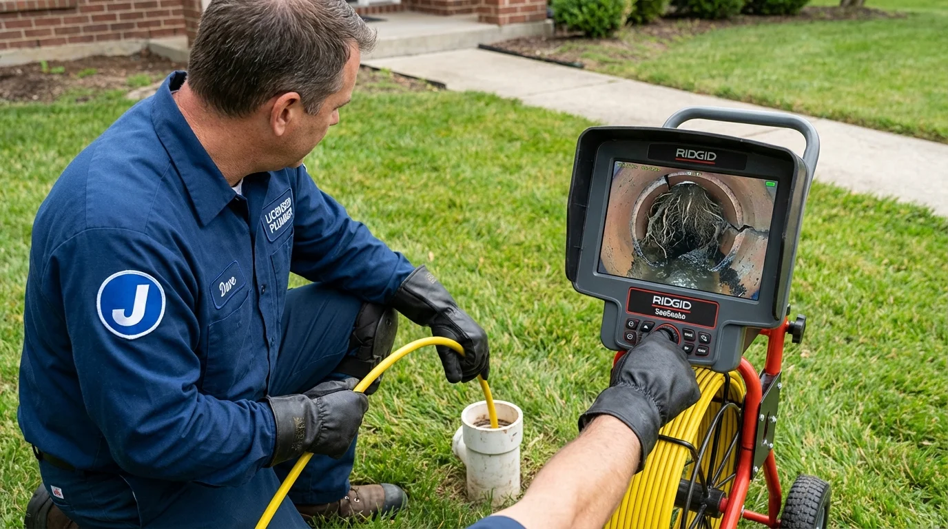 Sewer camera inspection being performed by Johns Plumbing LLC in Circleville